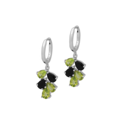 Pendiente Plata 1ª Ley 925mls Olivina-Obsidiana