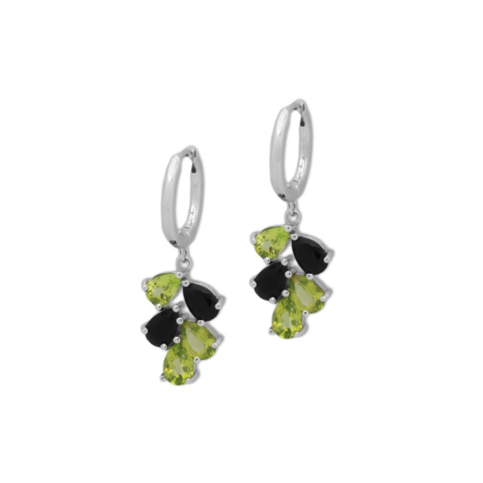 Pendiente Plata 1ª Ley 925mls Olivina-Obsidiana - Imagen 1