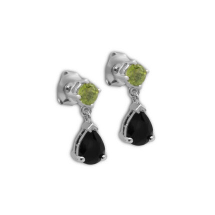 Pendiente Plata 1ª Ley 925mls Olivina-Obsidiana