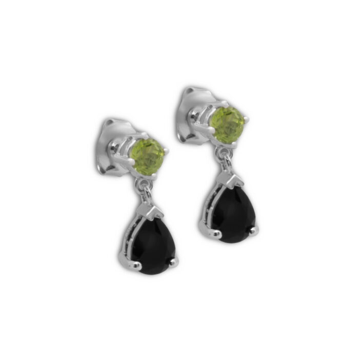 Pendiente Plata 1ª Ley 925mls Olivina-Obsidiana - Imagen 1