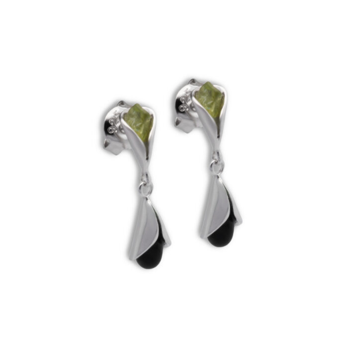 Pendiente Plata 1ª Ley 925mls Olivina-Obsidiana - Imagen 1