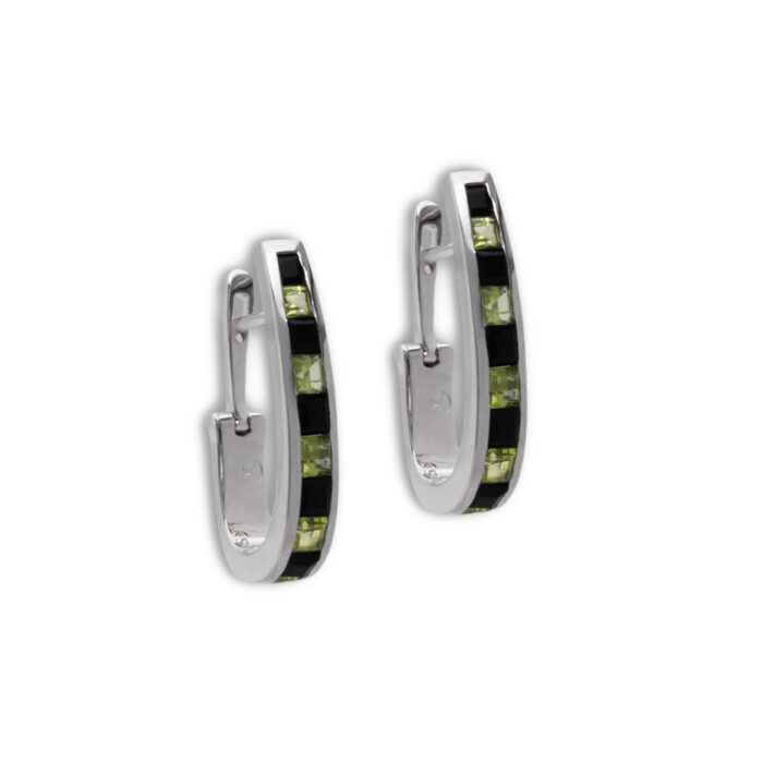 Pendiente Plata 1ª Ley 925mls Olivina-Obsidiana - Imagen 1