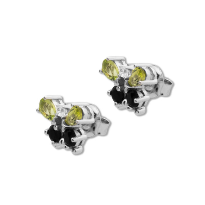 Pendiente Plata 1ª Ley 925mls Olivina-Obsidiana - Imagen 1