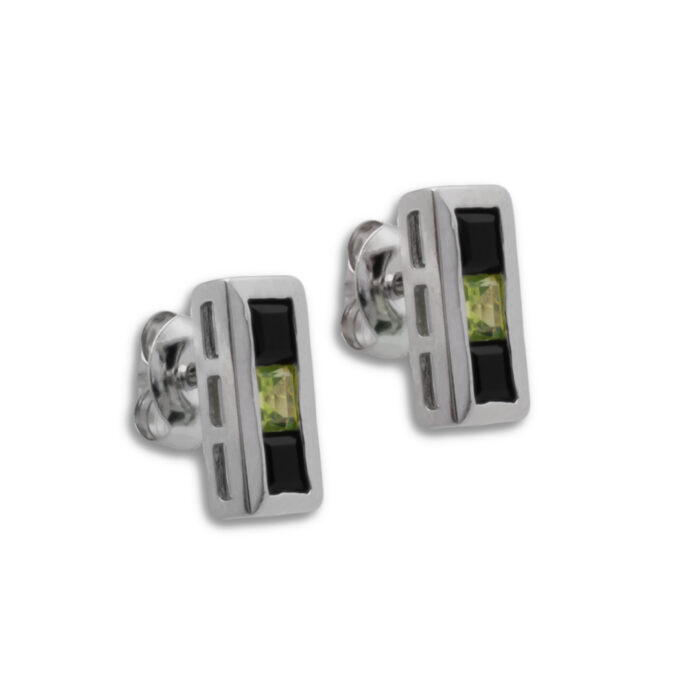 Pendiente Plata 1ª Ley 925mls Olivina-Obsidiana - Imagen 1