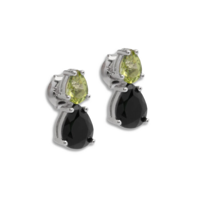 Pendiente Plata 1ª Ley 925mls Olivina-Obsidiana - Imagen 1