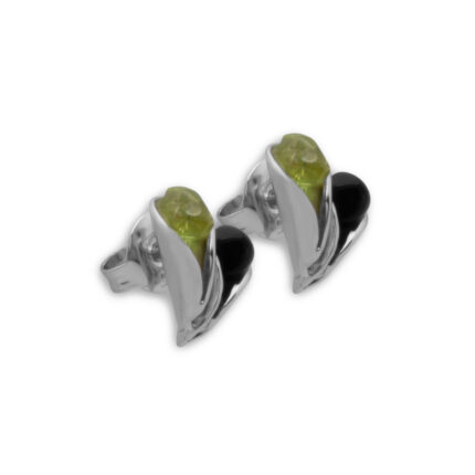 Pendiente Plata 1ª Ley 925mls Olivina-Obsidiana