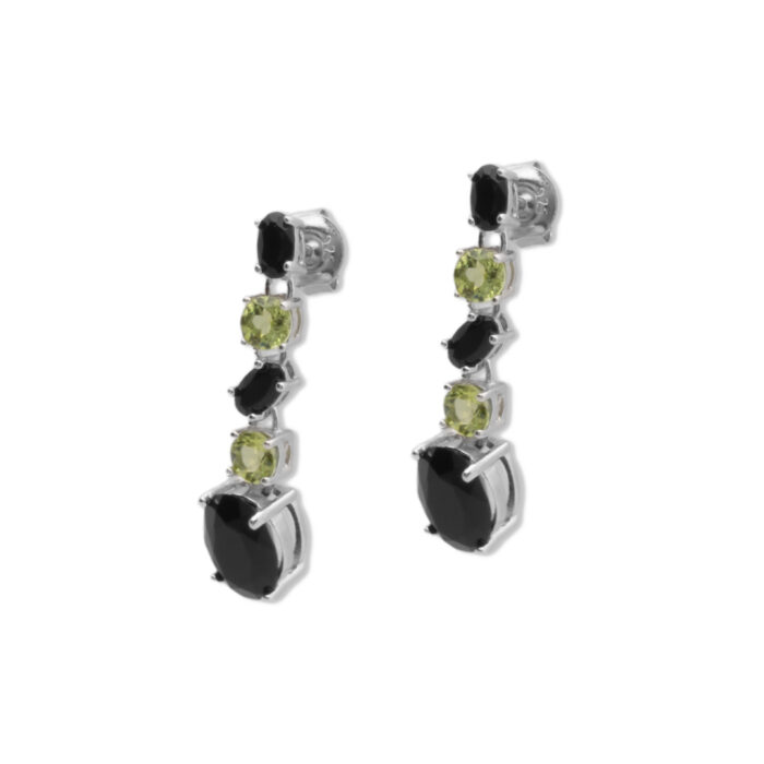 Pendiente Plata 1ª Ley 925mls Olivina-Obsidiana - Imagen 1