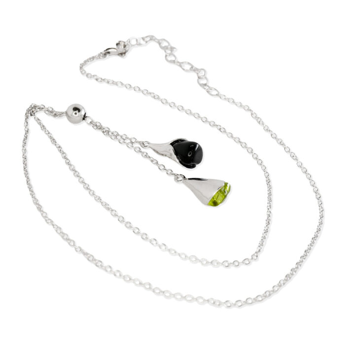Collar Plata 1ª Ley 925mls Olivina-Obsidiana - Imagen 1