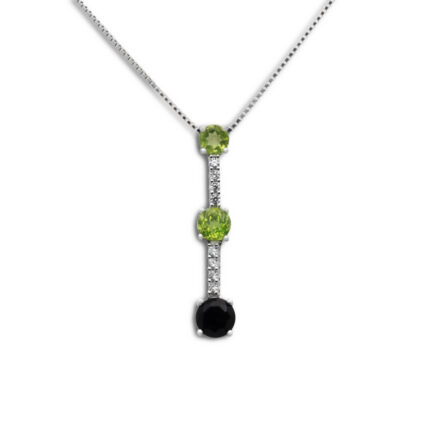 Collar Plata 1ª Ley 925mls Olivina-Obsidiana