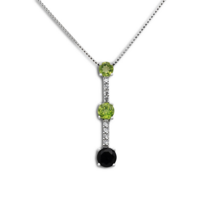 Collar Plata 1ª Ley 925mls Olivina-Obsidiana - Imagen 1
