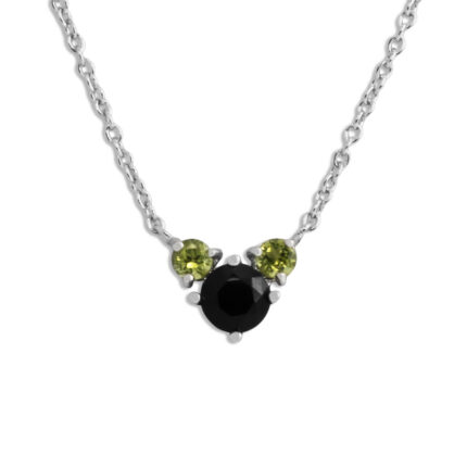 Collar Plata 1ª Ley 925mls Olivina-Obsidiana