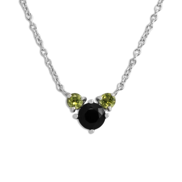 Collar Plata 1ª Ley 925mls Olivina-Obsidiana - Imagen 1