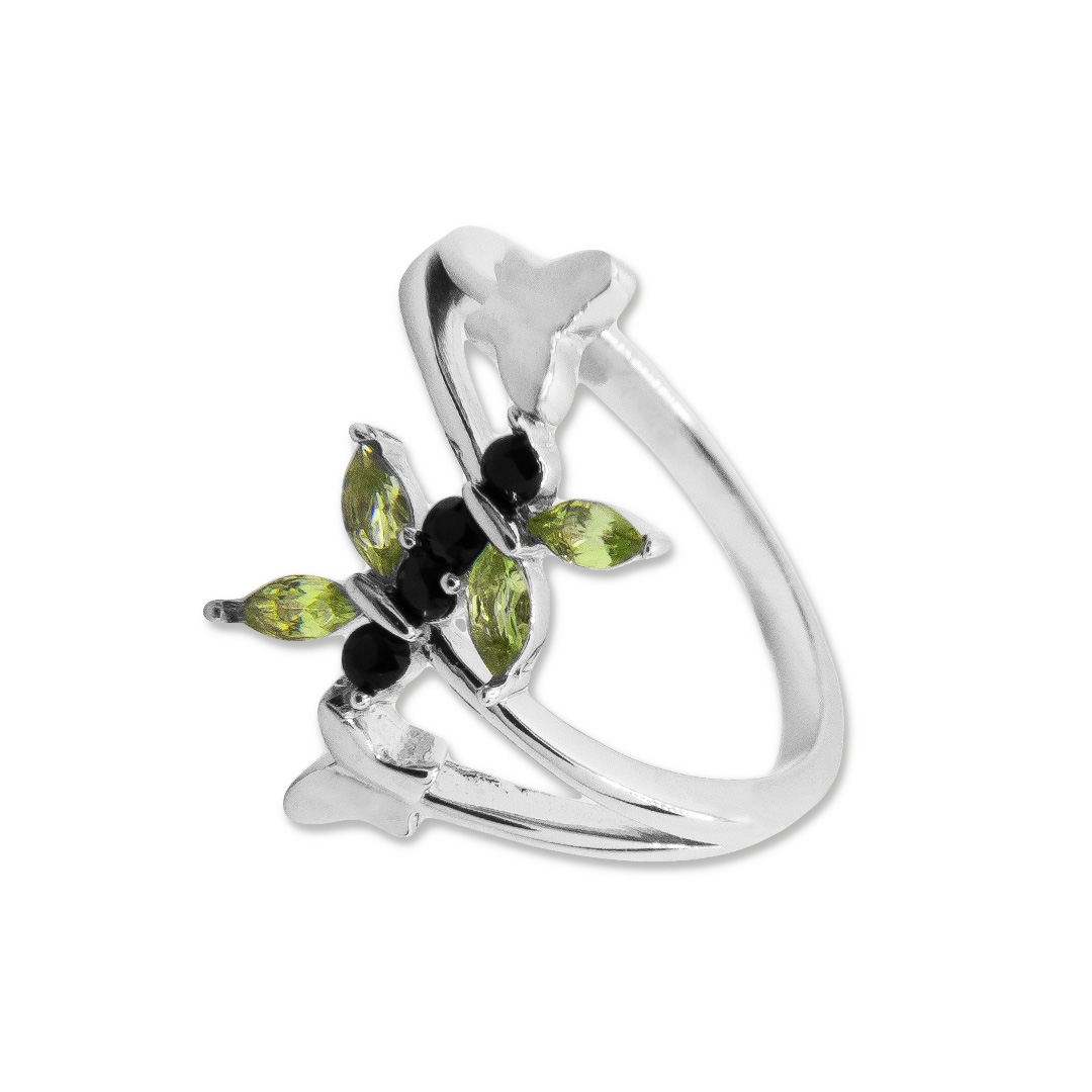 7703003689 Anillo Plata 1ª Ley 925mls Olivina-Obsidiana - Imagen 1