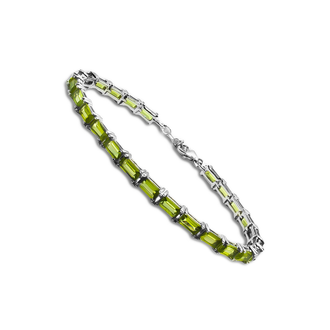 1102005232 Pulsera Plata 1ª Ley 925mls Olivina - Imagen 1