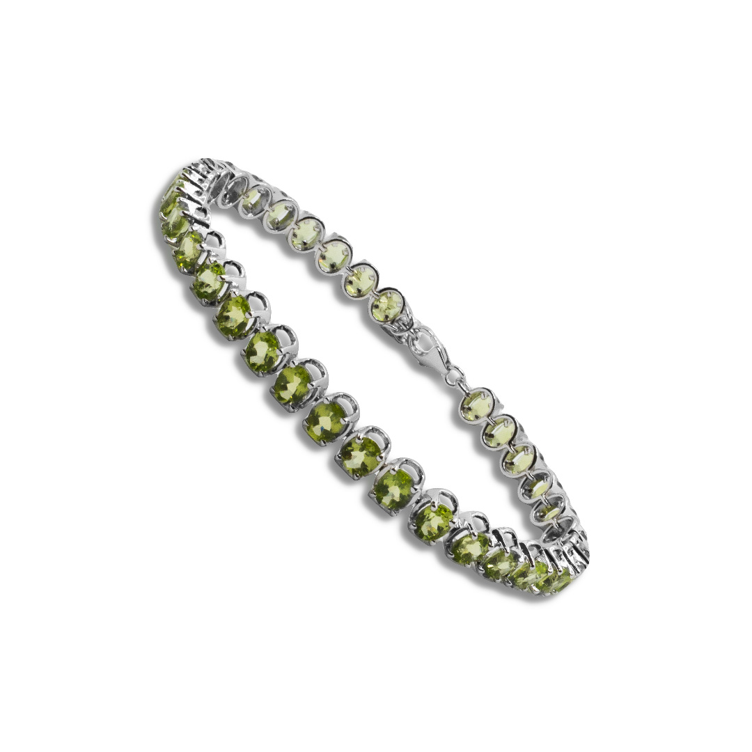 1102010607 Pulsera Plata 1ª Ley 925mls Olivina - Imagen 1
