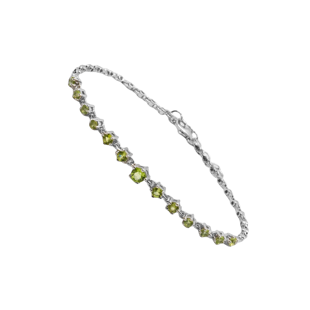 1102010869 Pulsera Plata 1ª Ley 925mls Olivina - Imagen 1