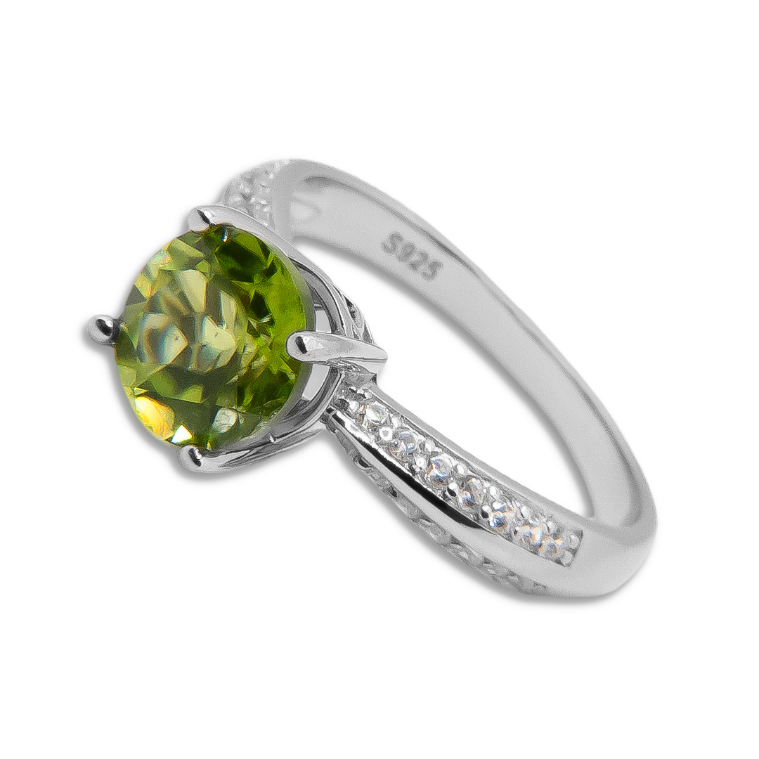 1103000010 Anillo Plata 1ª Ley 925mls Olivina - Imagen 1