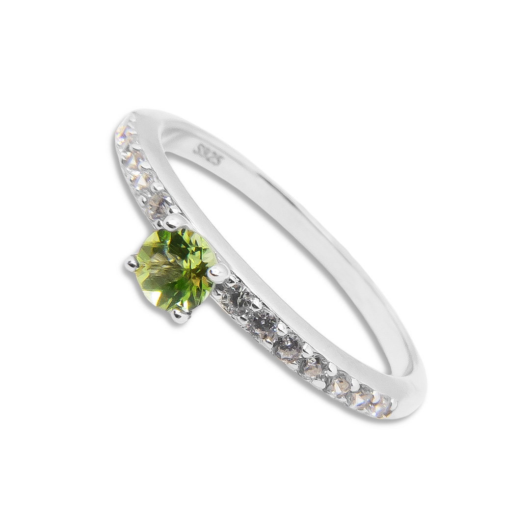 1103000015 Anillo Plata 1ª Ley 925mls Olivina - Imagen 1