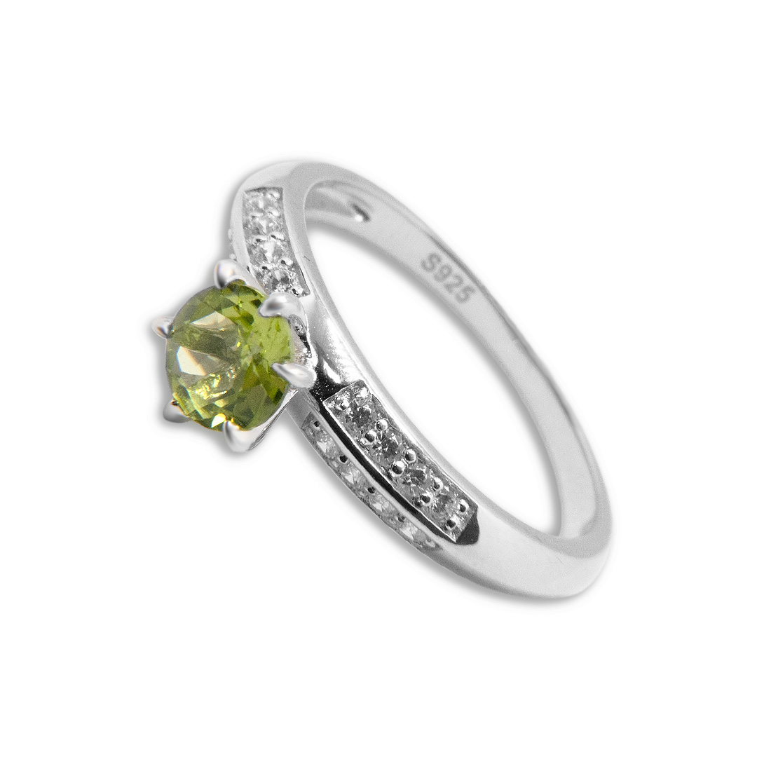 1103000790 Anillo Plata 1ª Ley 925mls Olivina - Imagen 1