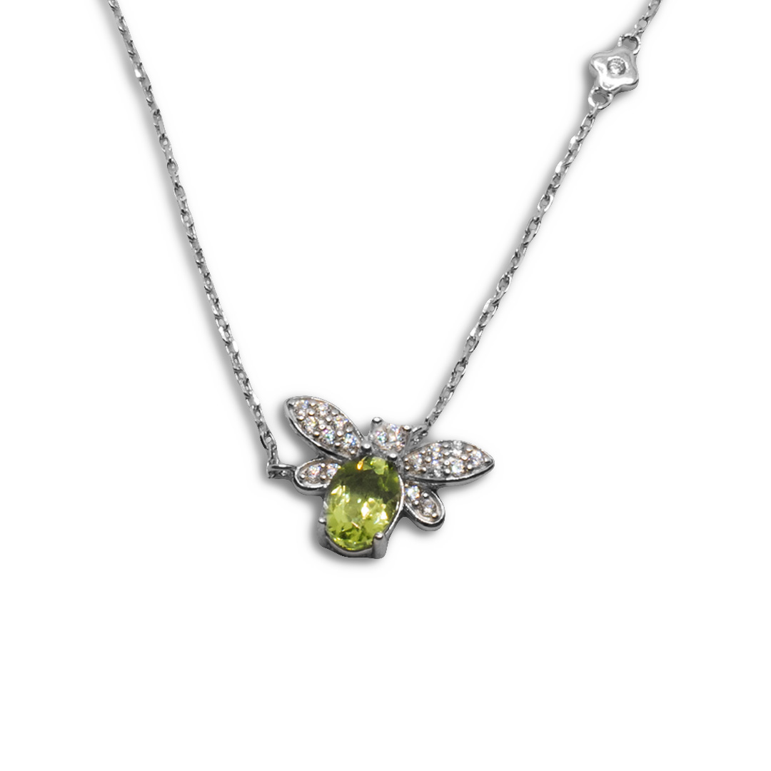 1106144380 Collar & Cadena Plata 1ª Ley 925mls Olivina - Imagen 1