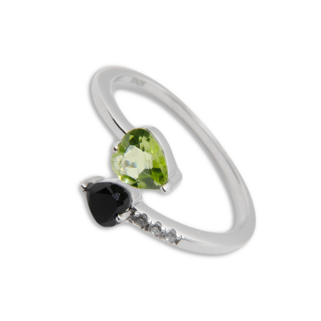 7703000182 Anillo Plata 1ª Ley 925mls Olivina-Obsidiana - Imagen 1
