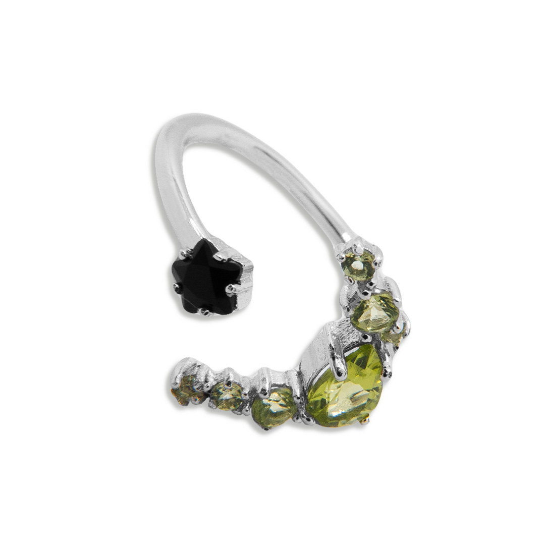 7703003370 Anillo Plata 1ª Ley 925mls Olivina-Obsidiana - Imagen 1