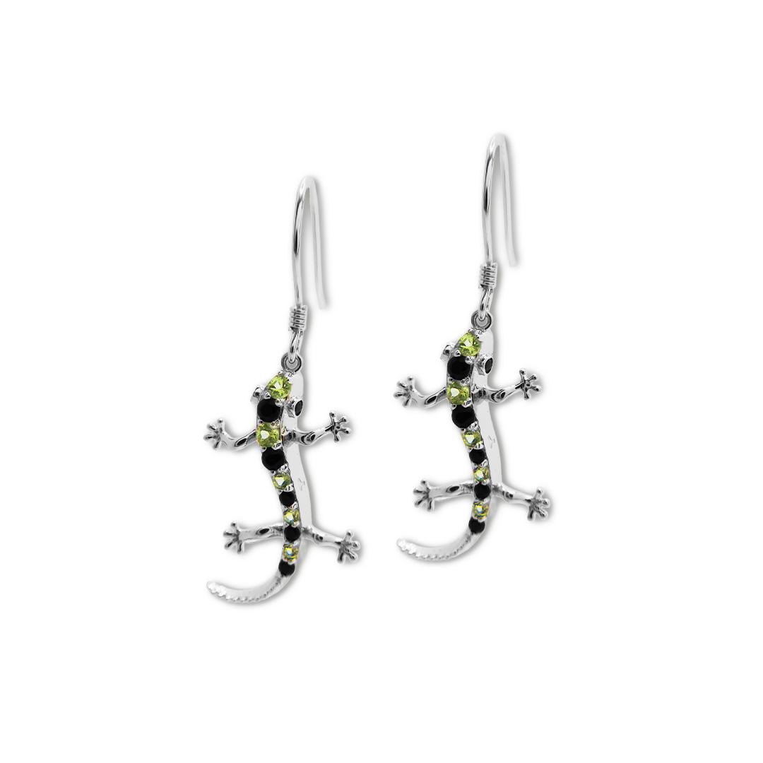 7704000093 Pendiente Plata 1ª Ley 925mls Olivina-Obsidiana - Imagen 1