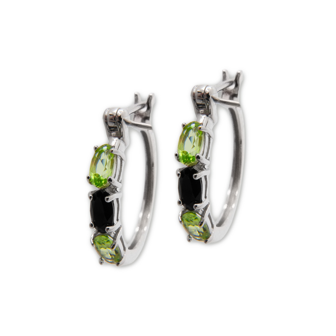 7704001811 Pendiente Plata 1ª Ley 925mls Olivina-Obsidiana - Imagen 1