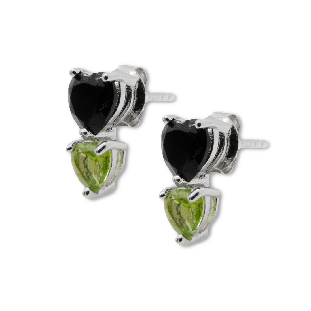 7704006531 Pendiente Plata 1ª Ley 925mls Olivina-Obsidiana - Imagen 1