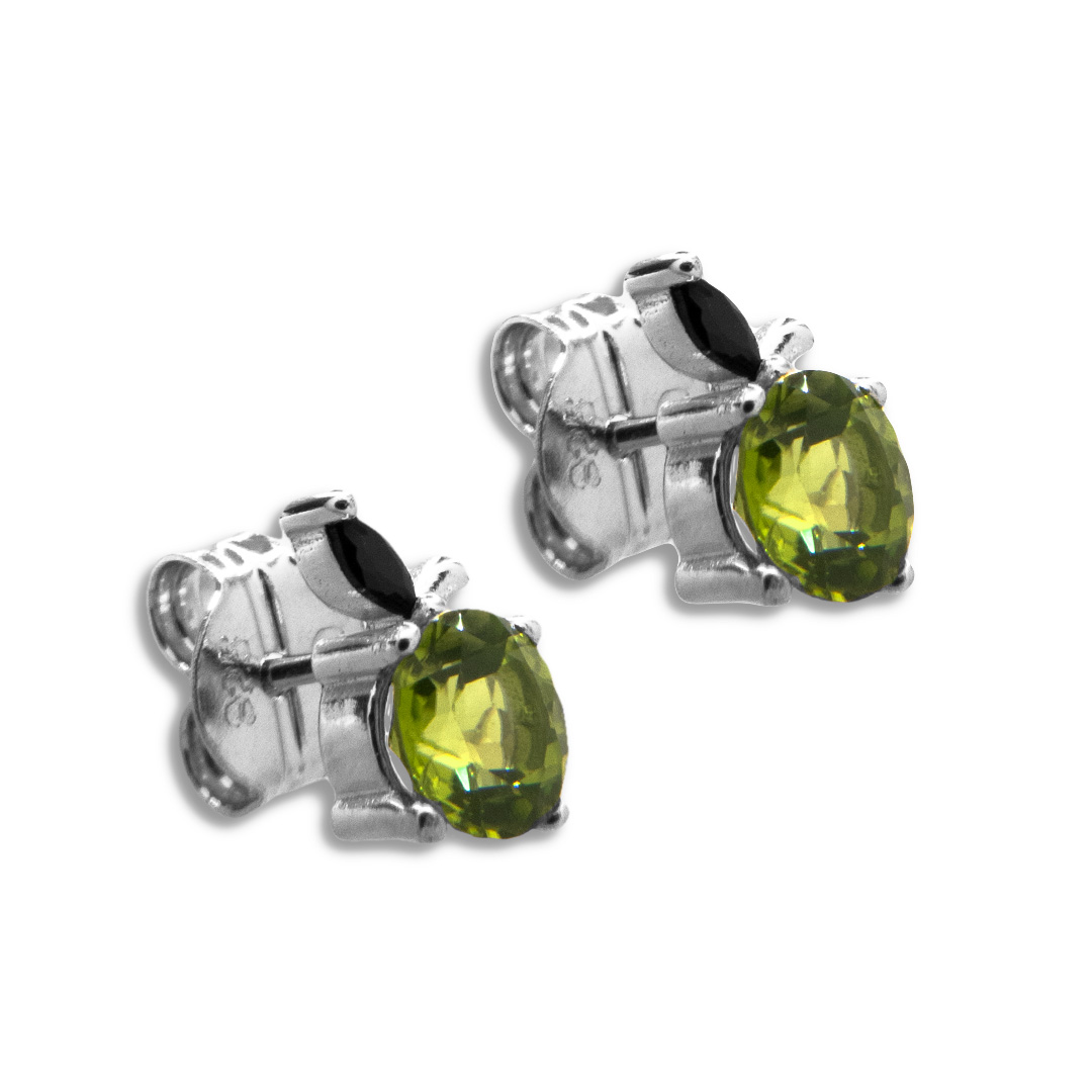 7704045985 Pendiente Plata 1ª Ley 925mls Olivina Onix/Obsidiana - Imagen 1